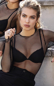 F5376-1Sexy Long Sleeve Mesh Transparent See Through Teddy Lace Fishnet Bodysuit 